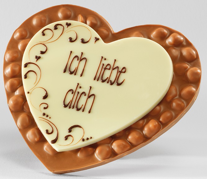 Шоколад молочный сердце Ich liebe dich (фундук) LADERACH, 250г