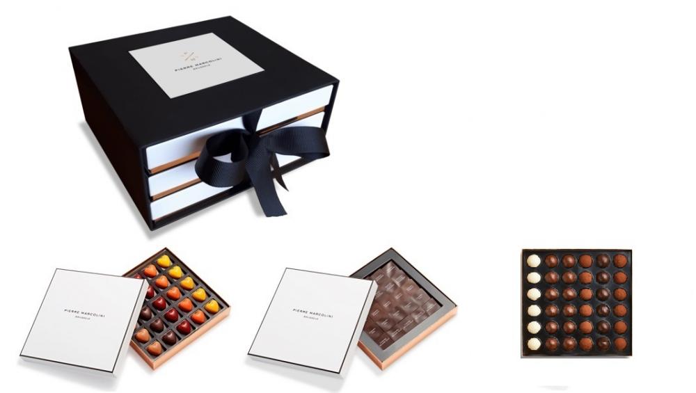 Шоколад PIERRE MARCOLINI в коробке ярусами, GREAT SENSATIONS, три яруса, 477г