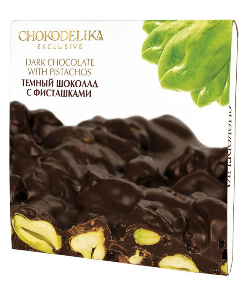 Неровный темный шоколад с фисташками, 160 гр