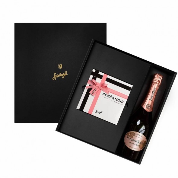 Набор трюфели Rose&Noir, Perrier-Jouet Blason Rose шампанское, SPRUNGLI, 930 гр