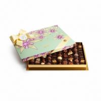 Шоколадные конфеты пралине, трюфели Bonbonniere Deluxe Fleur Cacao turqoise SPRUNGLI