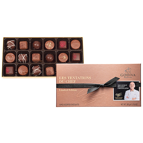 Шоколадные конфеты пралине Les Tentations du Chef Gift box 18шт GODIVA
