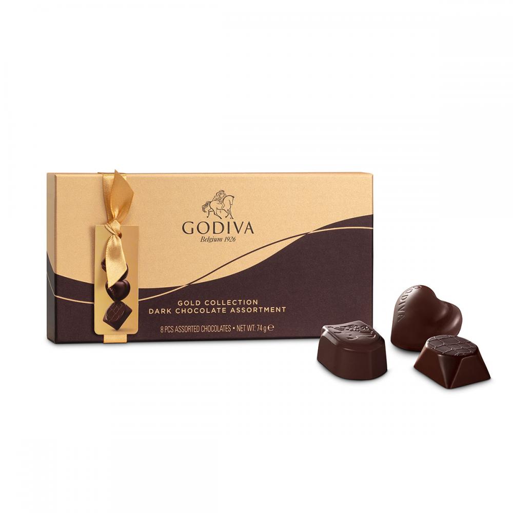 Шоколадные конфеты Godiva Connoisseur Dark 8шт, GODIVA, 74г