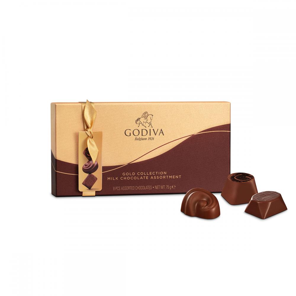 Шоколадные конфеты Godiva Connoisseur Milk 8шт, GODIVA, 75г