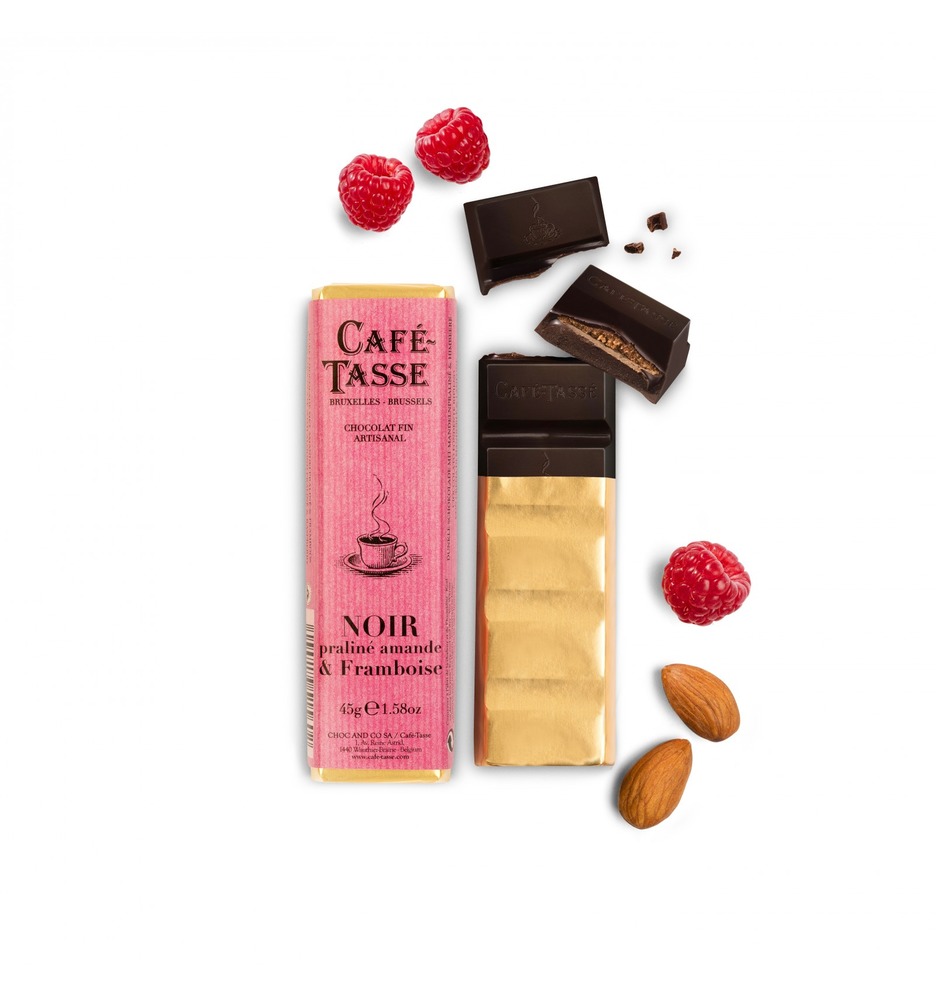 Шоколад темный Almond praline & Raspberry CAFFE-TASSE, 45г