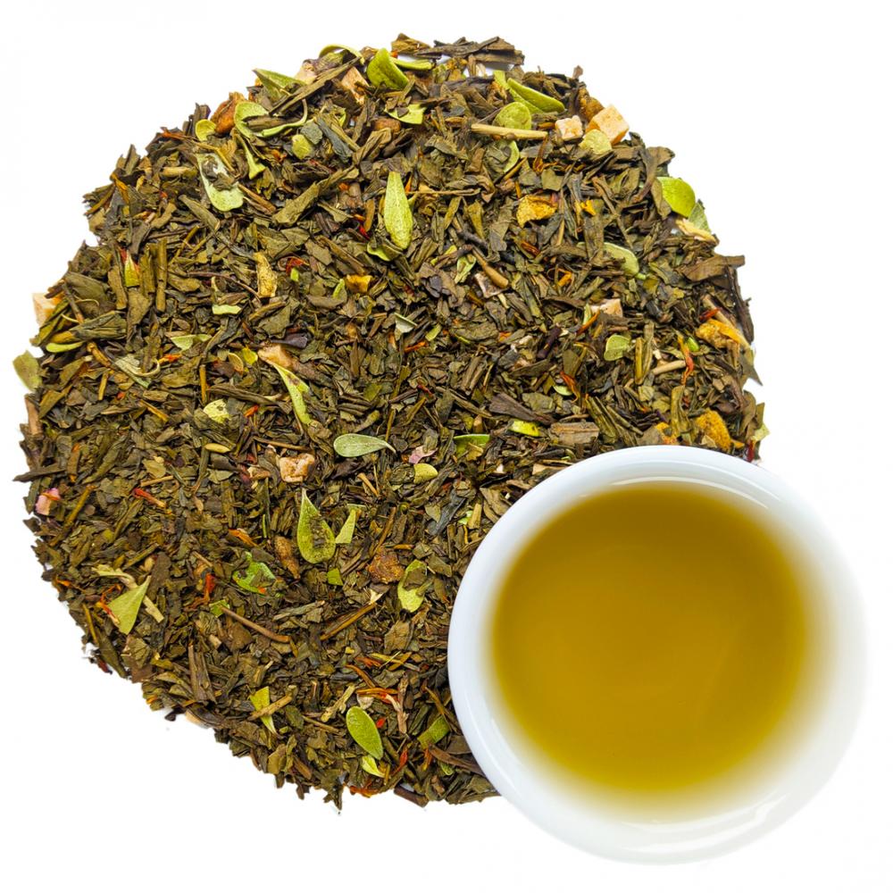 Зеленый чай японский Ходзича Айва с персиком