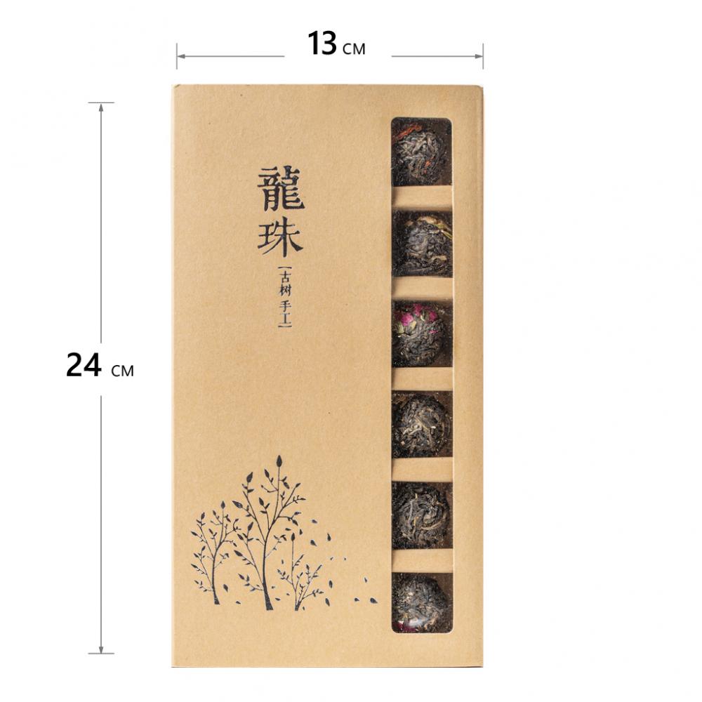 Подарочный набор зеленого связанного чая (скрученный с цветами) в коробке, 18шт, 180-200г